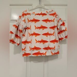 Kate Quinn Orange Shark Print Kids Sweatshirt, 18-24m